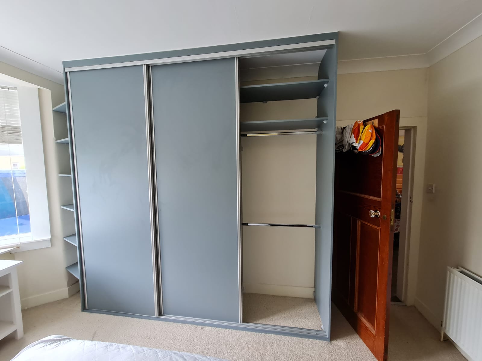 Bedroom Sliding Wardrobe Door with Rails & Shelves